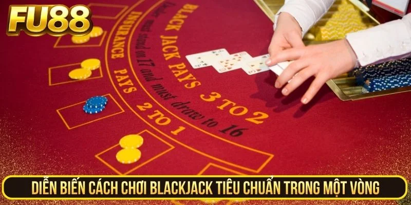 Diễn biến cách chơi Blackjack tiêu chuẩn trong một vòng