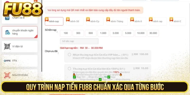 Quy trình nạp tiền Fu88 chuẩn xác qua từng bước